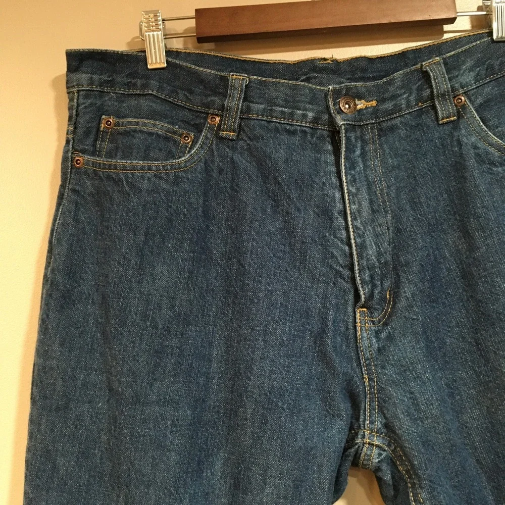 Faded Glory Fleece Lined Jeans Mens 36x32 Blue Denim Workwear Utility‎ Outdoor